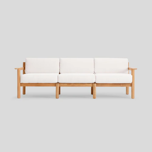Haven Sofa in Sunbrella Canvas with Teak Armrest