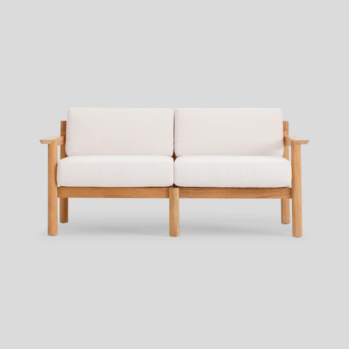 Haven Loveseat in Sunbrella Canvas Canvas, Teak Armrest