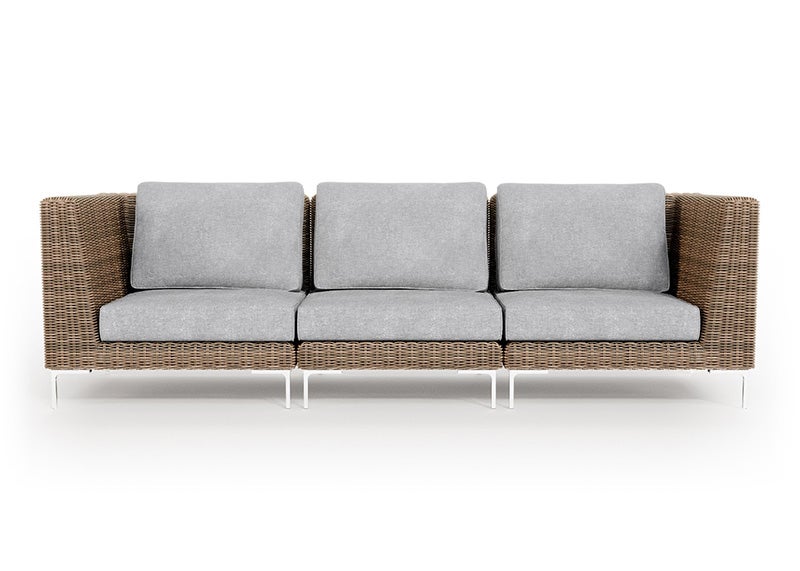 Brown Wicker Outdoor Sofa in Pacific Fog Gray
