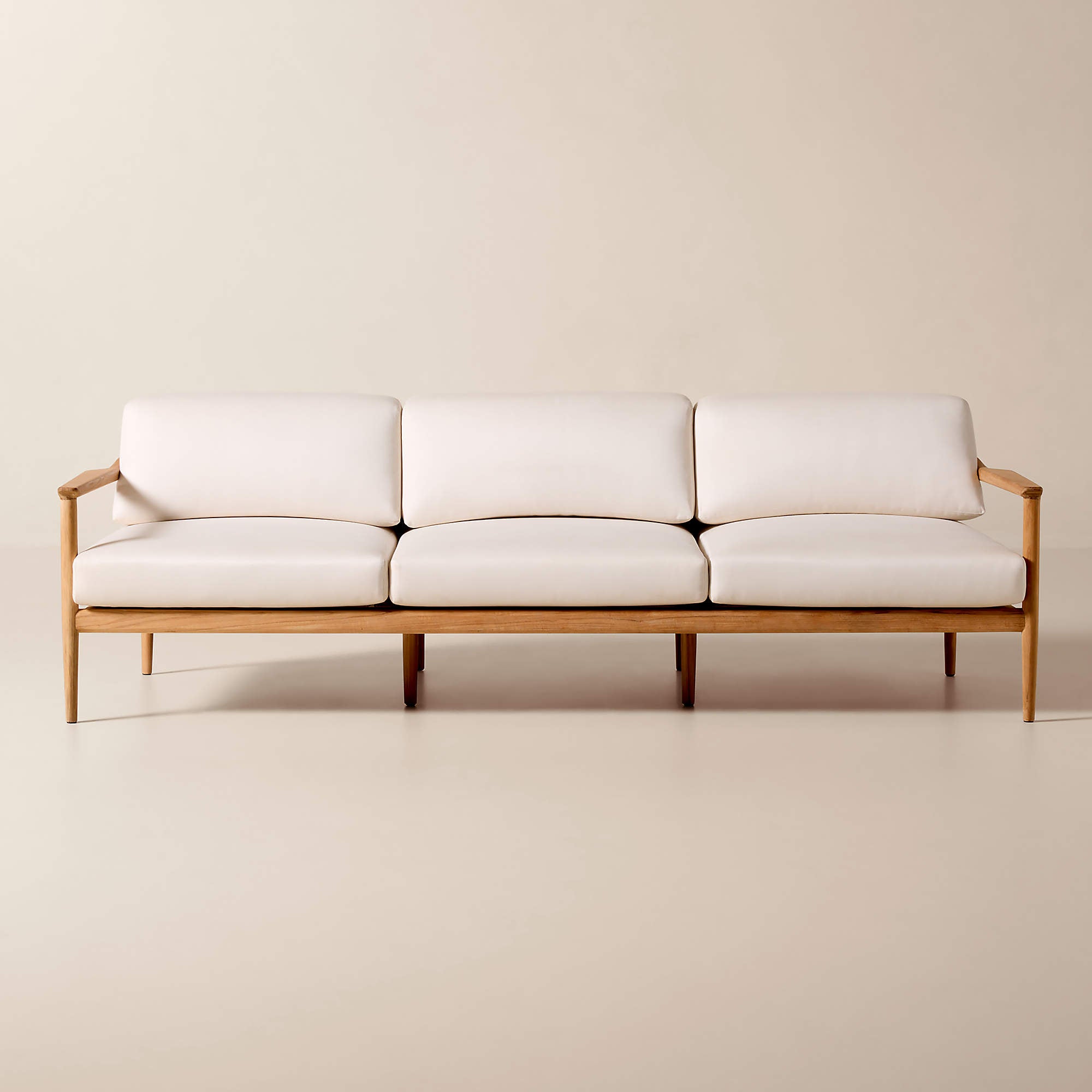 Tide 95" Teak Outdoor Sofa with Ivory Sunbrella Cushions