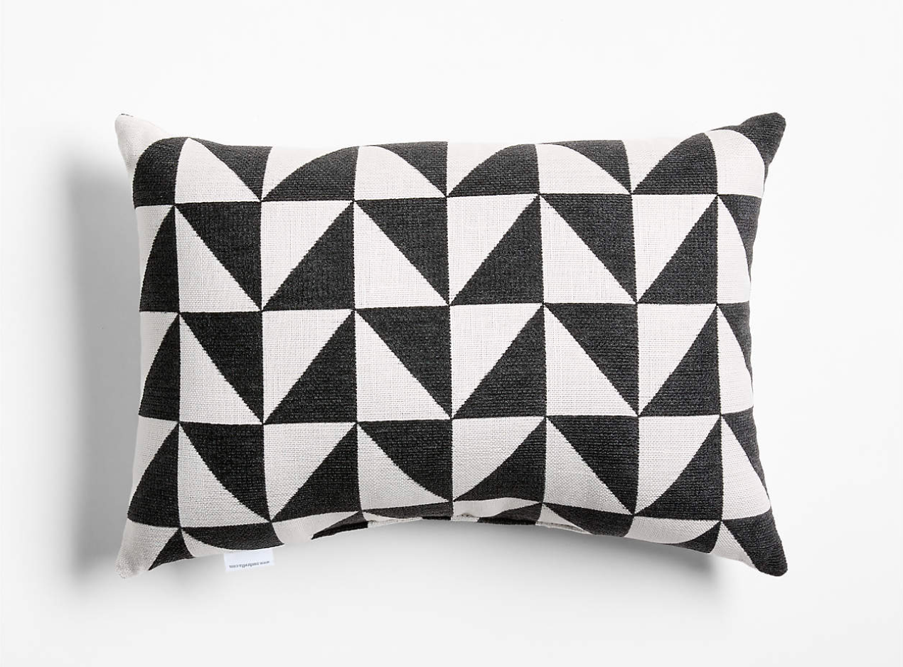 Sunbrella ® Jarah Geo 22"x15" Ink Black Indoor/Outdoor Throw Pillow