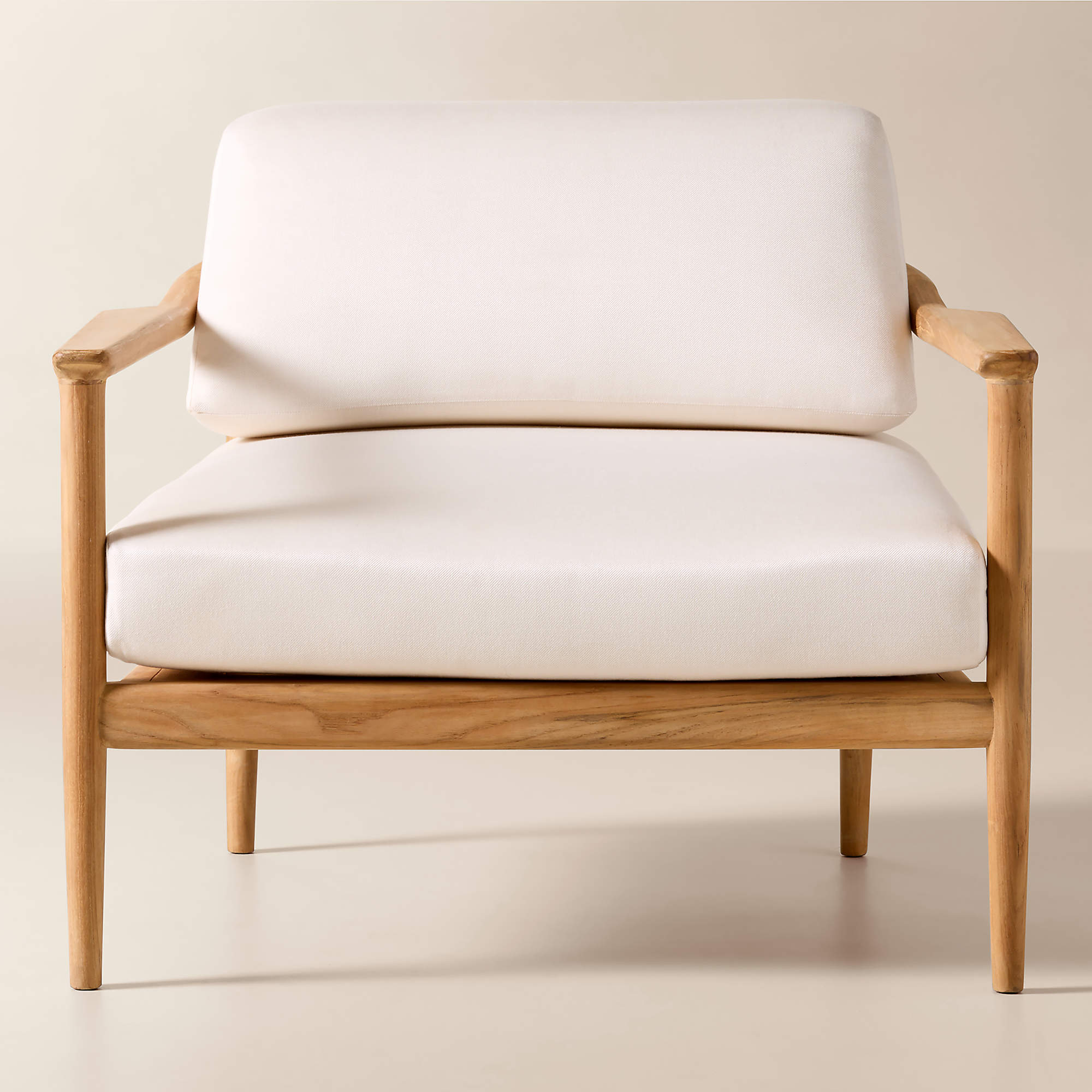 Tide Teak Outdoor Lounge Chair with Ivory Sunbrella® Cushions Set of 2