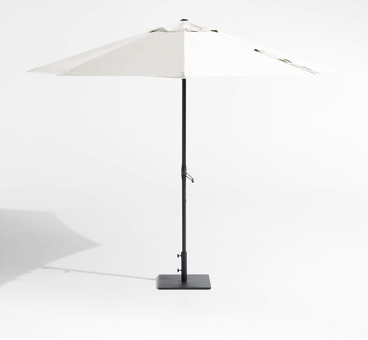 10' Round Sunbrella Canvas White Outdoor Patio Umbrella with Black Metal Frame