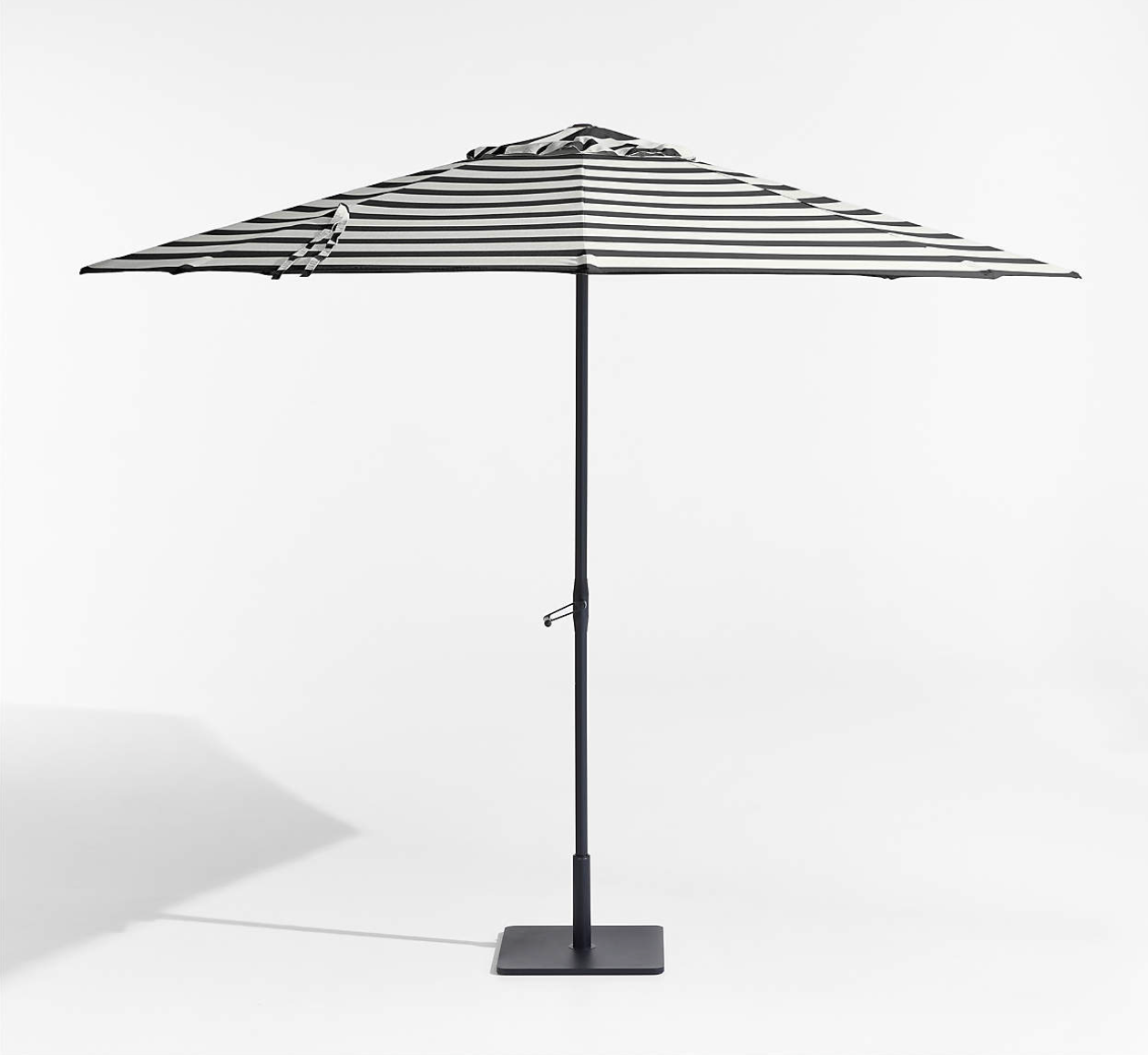 10' Round Sunbrella Black and White Cabana Stripe Outdoor Patio Umbrella with Black Metal Frame