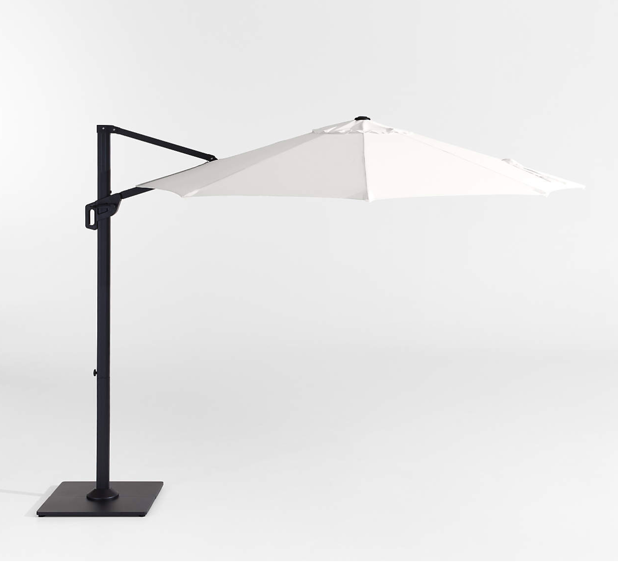 10' Round Sunbrella® Canvas White Cantilever Outdoor Patio Umbrella with Black Metal Frame
