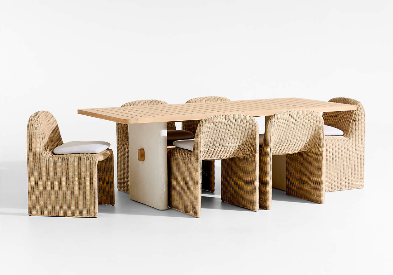 Ipanema 86" Outdoor Dining Table with Wicker Dining Chairs