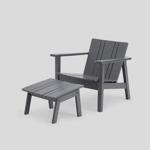 Low Chair - Polywood in Polywood Slate Grey, Chair + Ottoman