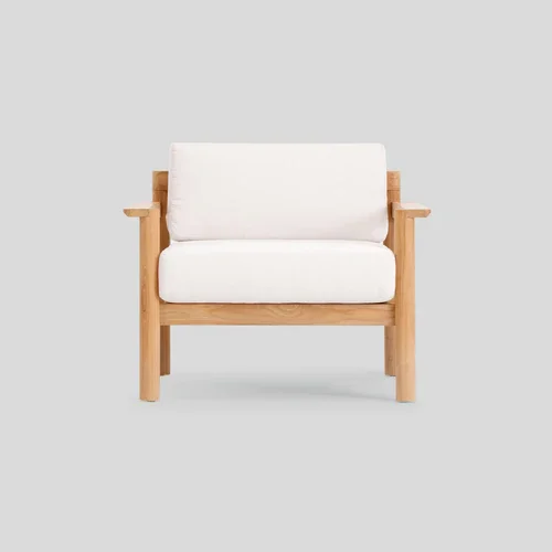 Haven Chair in Sunbrella Canvas Canvas, Teak Armrest