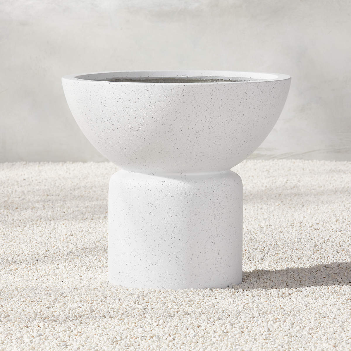 18" Flatform Round White Cement Indoor Outdoor Large Planter