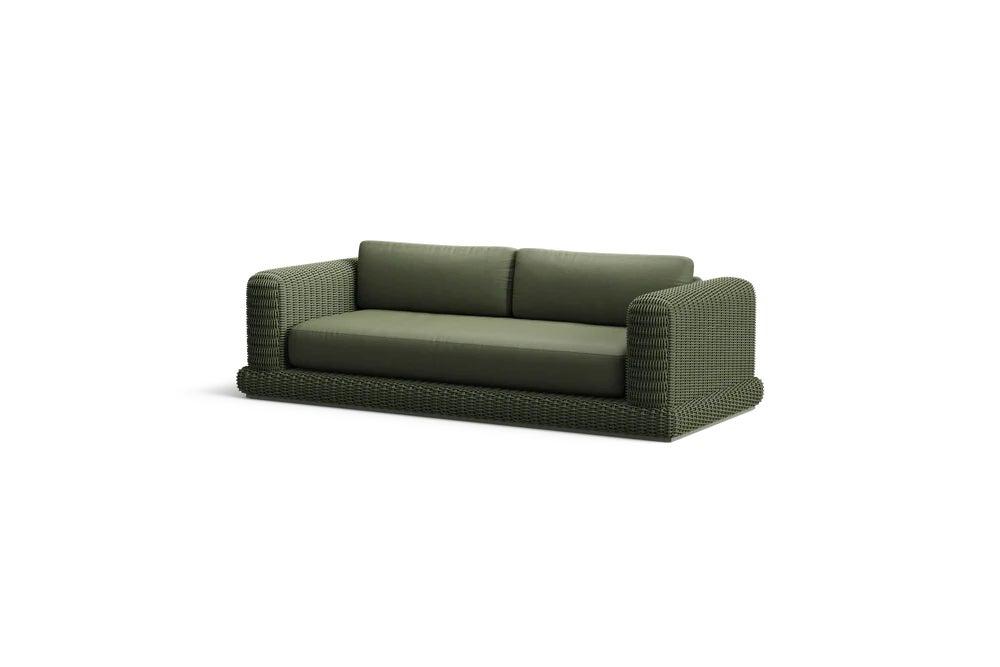 Roundabout Sofa in Olive with Pashmina Jadeite Sunbrella Cushions